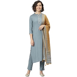 Janasya Womens Rayon Kurta With Pant and