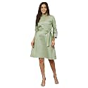Janasya Women39s Sage Green Cotton Embellished A-line