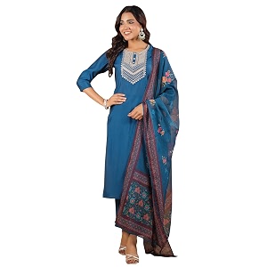 janasya women39s silk blend yoke embroidered straight kurta set