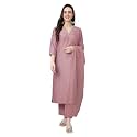 Janasya Women39s Silk Blend Embellished Kurta with