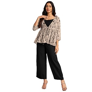 Janasya Womens Solid Shoulder Strap Crop Top
