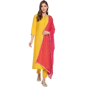 Janasya Womens Turquoise Blue Rayon Kurta With