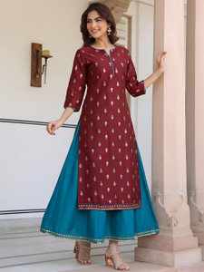 Janasya Women Fit and Flare Maroon Ankle