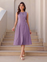 Janasya Women A-line Purple MidiCalf Length Dress