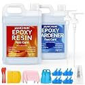 JANCHUN Crystal Clear Epoxy Resin Kit 2 Gallon, Bubble-Free, Anti-Yellowing, Self Leveling Easy Mix 1:1 Coating and Casting Resin for Table Top, Molds, Tumbler Crafts, Painting, Jewelry, DIY Gifts