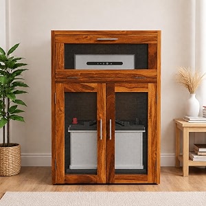 jangid handicraft solid sheesham wood inverter battery cabinet  ventilated single battery storage box for home  wooden inverter stand amp electric safety cabinet  honey rosewood finish