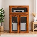 Jangid Handicraft Solid Sheesham Wood Inverter Battery Cabinet | Ventilated Single Battery Storage Box for Home | Wooden Inverter Stand &amp; Electric Safety Cabinet | Honey Rosewood Finish