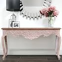 Jangid Handicraft Solid Wood Console Table for Living Room | Entryway Hallway Sofa &amp; Fish Tank Table | Antique Rectangular Side Table for Home &amp; Office | White Distress Finish