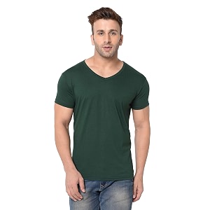 JANGOBOY Mens Solid Half Sleeve V-Neck Cotton