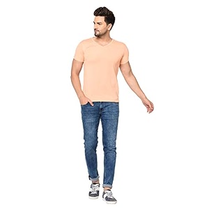JANGOBOY Mens Solid Half Sleeve V-Neck Cotton