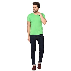 JANGOBOY Mens Solid Half Sleeve V-Neck Cotton
