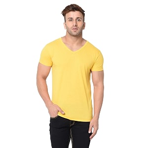JANGOBOY Mens Solid Half Sleeve V-Neck Cotton