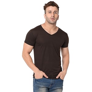 JANGOBOY Mens V Neck Half Sleeve Cotton