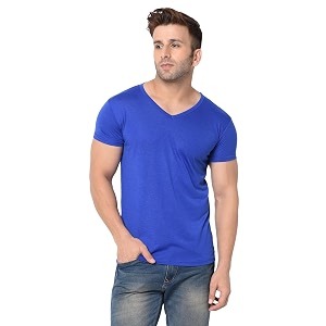JANGOBOY Mens V Neck Half Sleeve Cotton