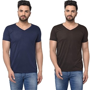 JANGOBOY Mens V-Neck Cotton T-Shirt Pack of