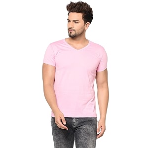 JANGOBOY Mens V Neck Half Sleeve Cotton