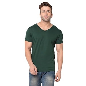 JANGOBOY Mens V Neck Half Sleeve Cotton