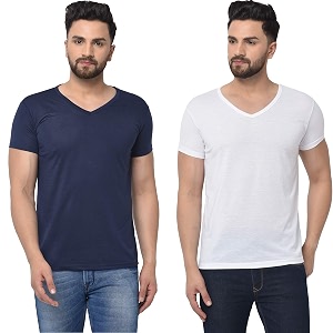 JANGOBOY Mens V-Neck Cotton T-Shirt Pack of