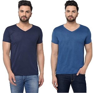 JANGOBOY Mens V-Neck Cotton T-Shirt Pack of
