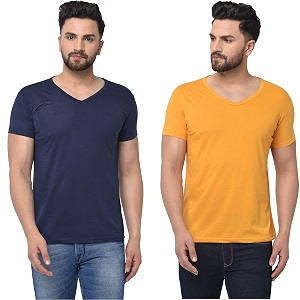 JANGOBOY Mens V-Neck Cotton T-Shirt Pack of