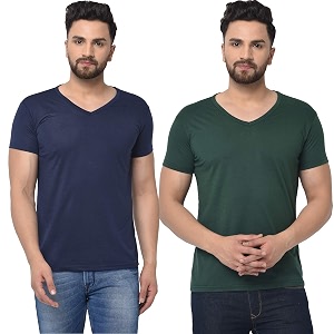 JANGOBOY Mens V-Neck Cotton T-Shirt Pack of
