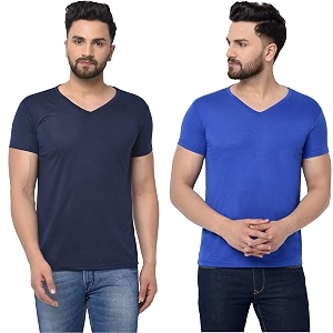 JANGOBOY Mens V-Neck Cotton T-Shirt Pack of