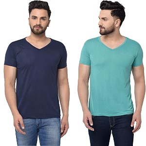 JANGOBOY Mens V-Neck Cotton T-Shirt Pack of