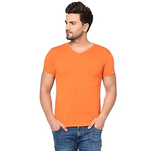 JANGOBOY Mens V Neck Half Sleeve Cotton