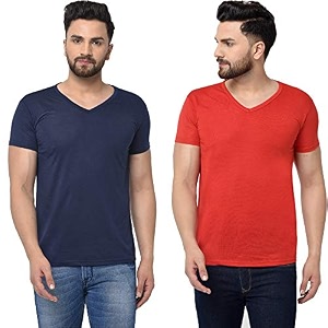 JANGOBOY Mens V-Neck Cotton T-Shirt Pack of