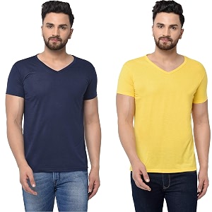 JANGOBOY Mens V-Neck Cotton T-Shirt Pack of