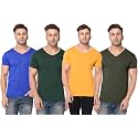 JANGOBOY Men39s Solid Half Sleeve V-Neck Cotton
