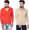 Jangoboy Solid Men Polo Neck Multicolor T-Shirt