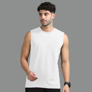 Jangoboy Solid Men Round Neck White T-Shirt