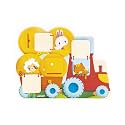 Janod - Wooden pegged Farm Puzzle - Flip-and-find Tractor
