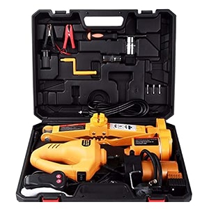 janvitha 12v dc 3 ton 150w electric scissor car floor jack with impact wrench and tire inflator pump  3-in-1 portable solution for cars sedan suv tire replacement height upto 165 inches