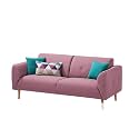 Janzo Furnitures Living Room Traditional Designer Three Seater Sofa Wooden Legs for Home & Office Furnitures (Color -Baby Pink)