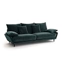 Janzo Furnitures Living Room Traditional Designer Three Seater Sofa Wooden Legs for Home & Office Furnitures Finish Color - Green