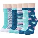 JaosWish Fuzzy Socks for Women，Cozy Fluffy Warm Soft Winter Sleeping Plush Sock Bulk for Christmas Gifts