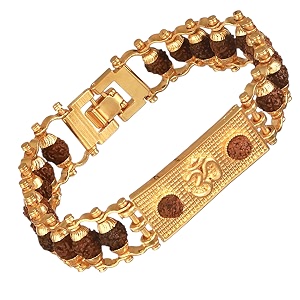 japam gold plated modern rudraksha bracelet  authenticity certificate  bracelet for medidation and prayers  unisex design for men and women  available in different sizes