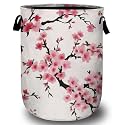 Japanese Cherry Blossom Tree Laundry Basket, Laundry Hamper Collapsible Oxford Cloth with Handle Clothes Storage Bin for Bathroom Laundry Room Bedroom 15.7 X 20 Inch