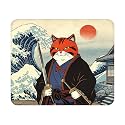 Japanese Orange Cat Mouse Pad 9.5x7.9 Inch with Anti-Slip Rubber Base
