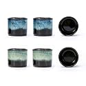Japanese Tea Cups Set of 6, Ceramic Teacups, Chinese Tea Cups for Hot Tea or Coffee, Demitasse Cups 2.5 Ounces Coffee Mugs (mixed exterior)