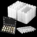 JAPCHET 100 Pack Stackable Plastic Egg Cartons - Reusable, Cheap Bulk, 18 Grid, Quail Egg Container