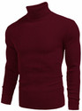 Jaqnek Men Solid High Neck Maroon Sweater