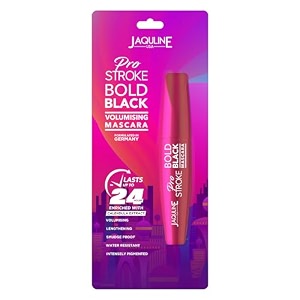 jaquline usa pro stroke mascara  24-hour long-lasting  bold black volumizing  waterproof and smudge-proof  highly pigmented color  95ml