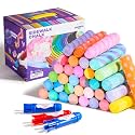 Jar Melo 51 PCS Sidewalk Chalk for Kids- Colored Sidewalk Chalk With Holder,Jumbo Washable & Non-Toxic Chalks-Outdoor Play and Chalkboard Art for Kids and Toddlers Gifts
