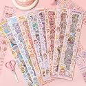 Jaravik Cute Cartoon Theme Kawaii Stickers-20 Pet Sheets Cute Washi Stickers for Project, Girls Sticker Set for Kids, Self-Adhesive Sticker, Kawaii Sticker Sheet Size - 40 X 8 CM