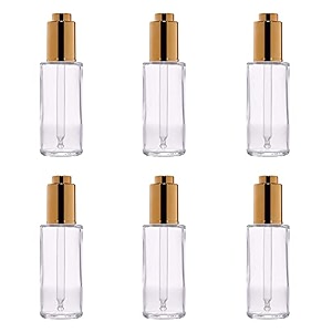  set of 6 pcs 35 ml glass press button pump dropper bottle for diy essential oilsface hairbodybeauty serum