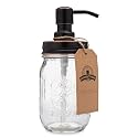 Jarmazing Products Classic Farmhouse Mason Jar Soap Dispenser - Oil-Rubbed Bronze - with 16 Ounce Ball Mason Jar