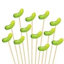 JarThenaAMCS 100 Pcs Pickle Cocktail Picks Martini Green Cucumber Long Toothpicks for Food Fruit Drink Dessert Picklesburgh Pickled Theme Events Decor Supplies